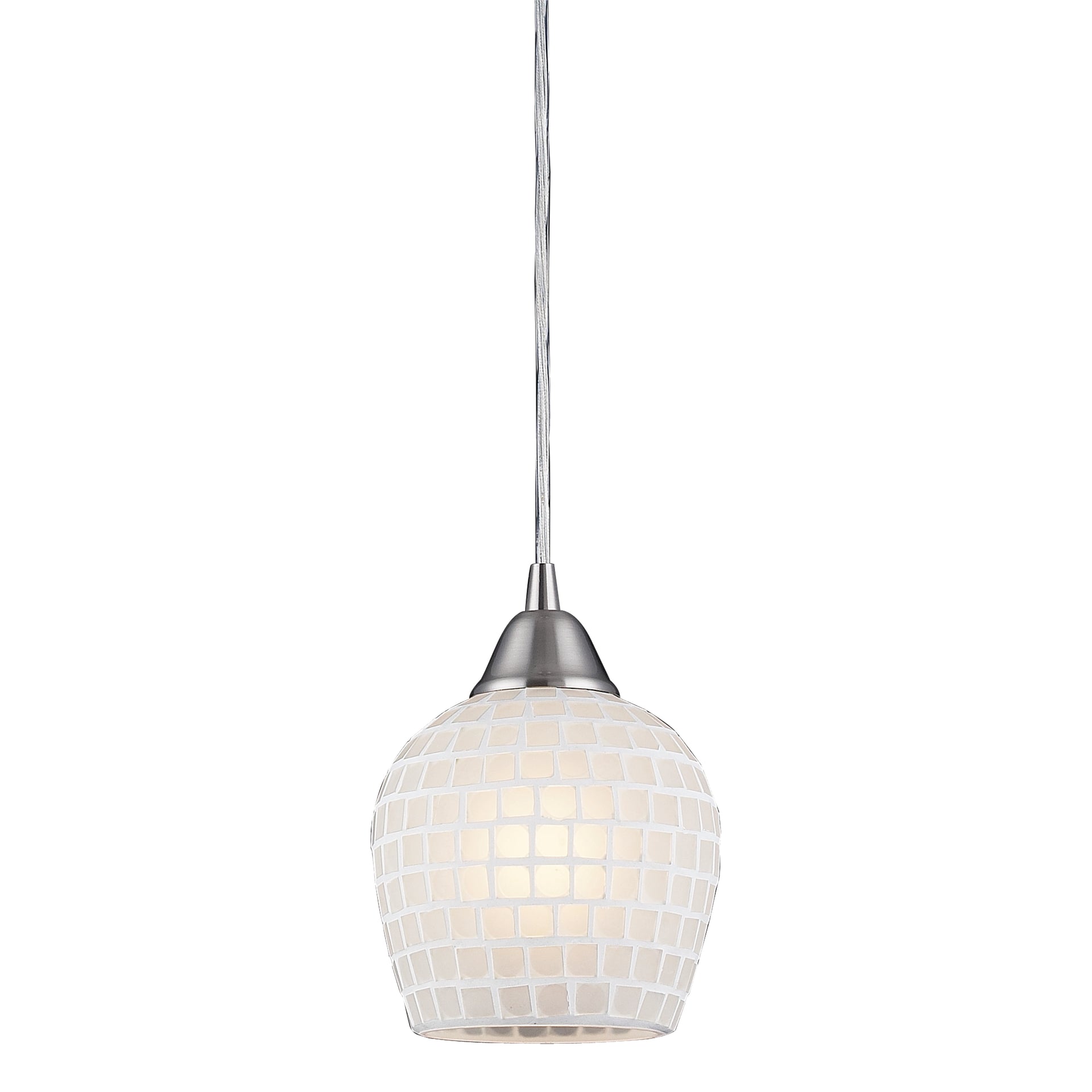 Fusion 5'' Wide 1-Light Mini Pendant - Satin Nickel with White Mosaic
