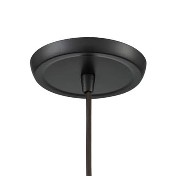 Hammered Glass 5'' Wide 1-Light Mini Pendant - Oil Rubbed Bronze with Aqua