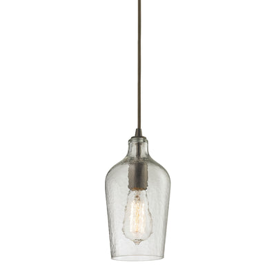 Hammered Glass 5'' Wide 1-Light Mini Pendant - Oil Rubbed Bronze with Clear