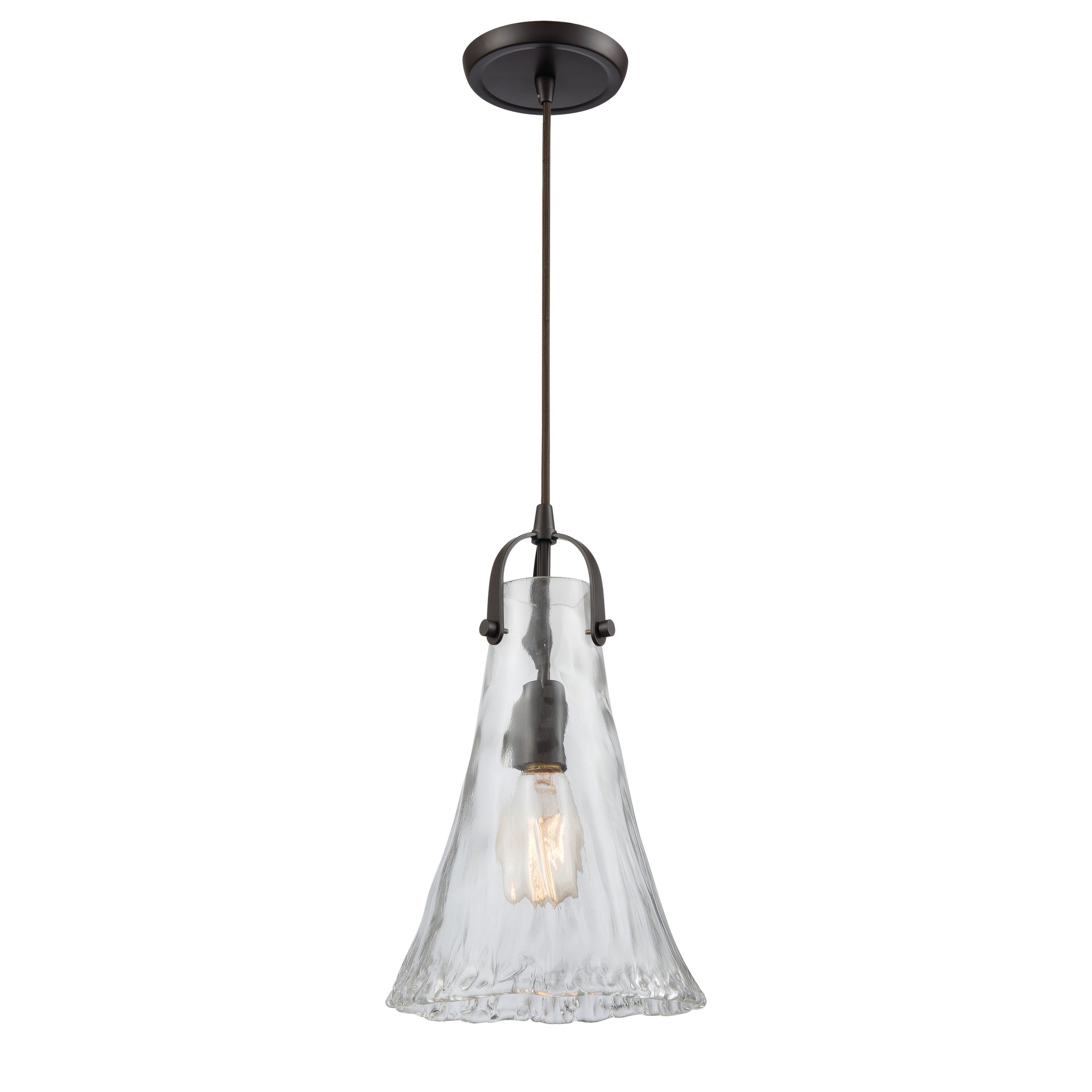 Hand Formed Glass 8'' Wide 1-Light Mini Pendant - Oil Rubbed Bronze