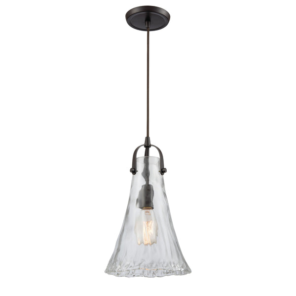 Hand Formed Glass 8'' Wide 1-Light Mini Pendant - Oil Rubbed Bronze