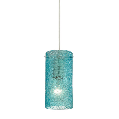 Ice Fragments 5'' Wide 1-Light Mini Pendant - Satin Nickel and Aqua Glass