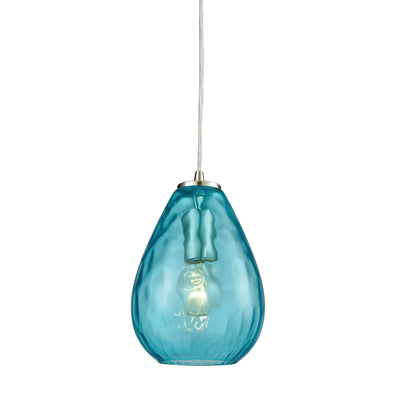 Lagoon 6'' Wide 1-Light Mini Pendant - Satin Nickel with Aqua