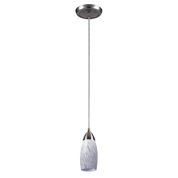 Milan 3'' Wide 1-Light Mini Pendant - Satin Nickel with Snow White Glass