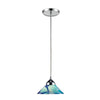 Refraction 7'' Wide 1-Light Mini Pendant - Polished Chrome with Caribbean Glass