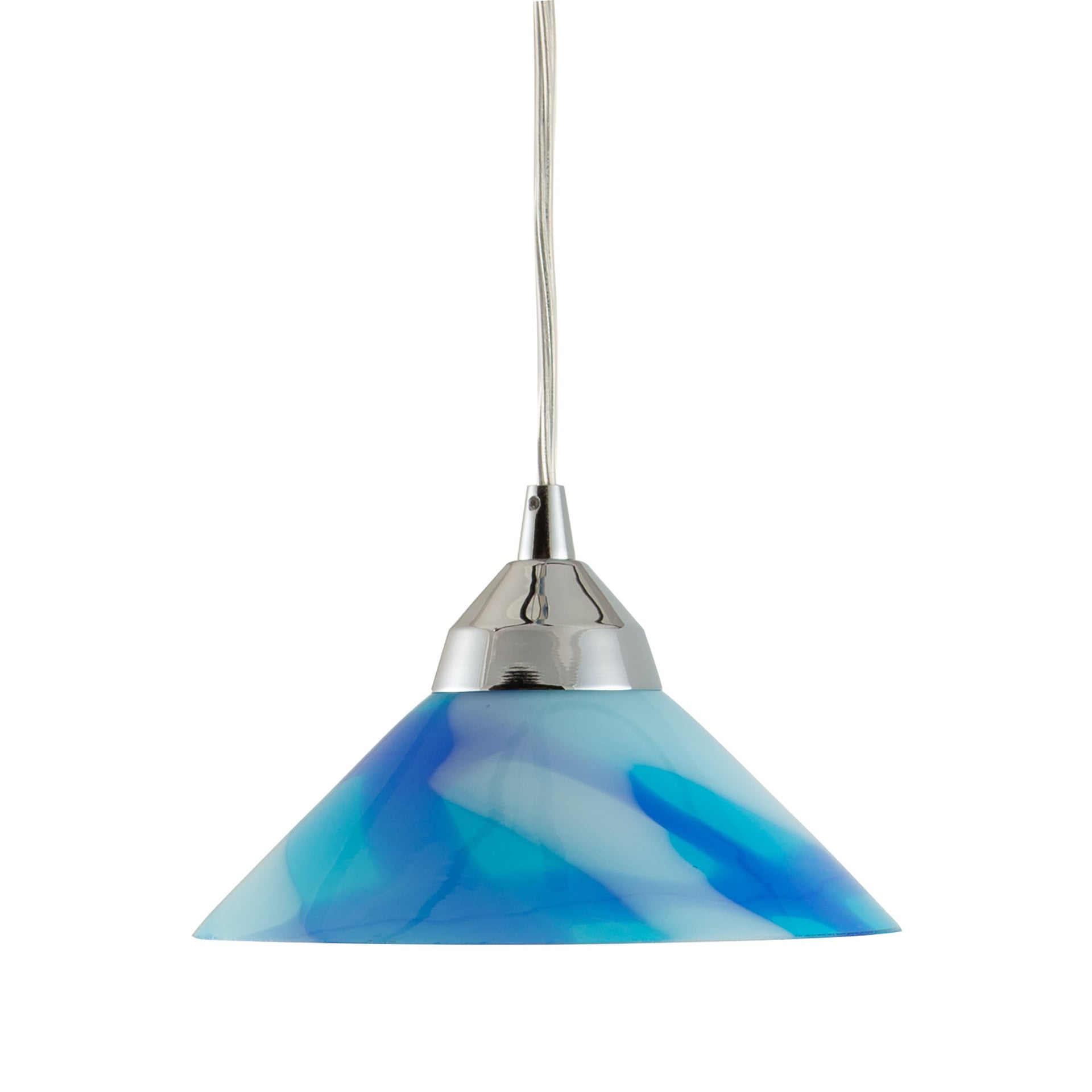 Refraction 7'' Wide 1-Light Mini Pendant - Polished Chrome with Caribbean Glass