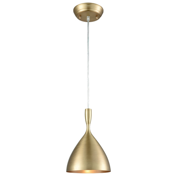Spun Aluminum 7'' Wide 1-Light Mini Pendant - French Brass