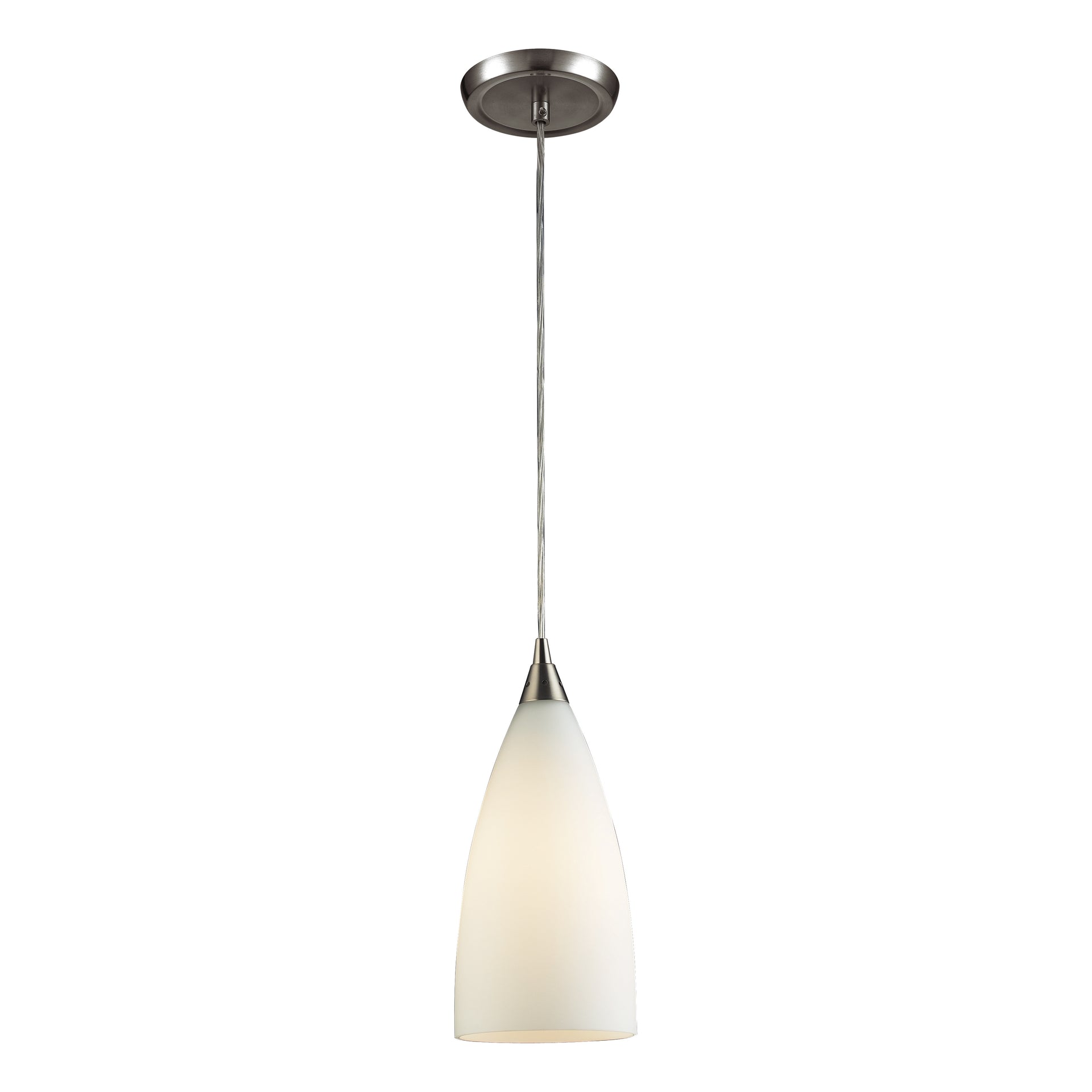 Vesta 5'' Wide 1-Light Mini Pendant - Satin Nickel with White Glass