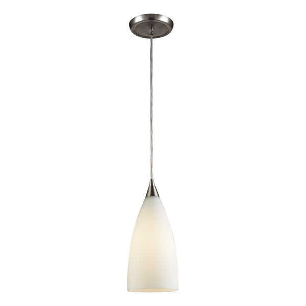 Vesta 5'' Wide 1-Light Mini Pendant - Satin Nickel with White Glass