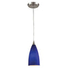 Vesta 5'' Wide 1-Light Mini Pendant - Satin Nickel with Blue Glass