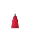 Vesta 5'' Wide 1-Light Mini Pendant - Satin Nickel with Cardinal Red Glass