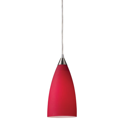 Vesta 5'' Wide 1-Light Mini Pendant - Satin Nickel with Cardinal Red Glass
