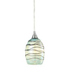 Vines 5'' Wide 1-Light Mini Pendant - Satin Nickel with Mint Glass
