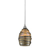 Vines 5'' Wide 1-Light Mini Pendant - Satin Nickel with Tan Glass