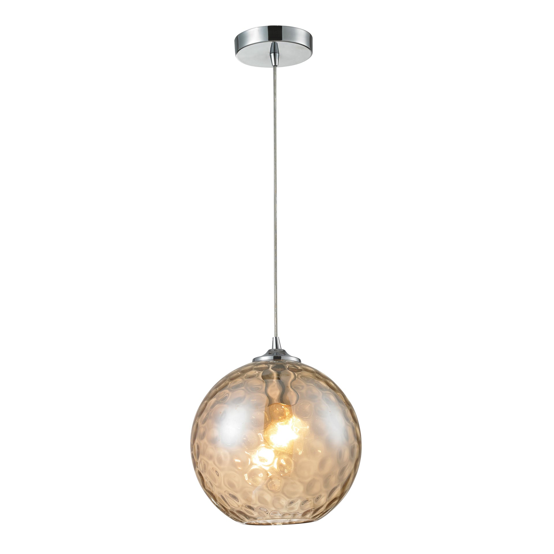 Watersphere 10'' Wide 1-Light Mini Pendant - Polished Chrome with Amber