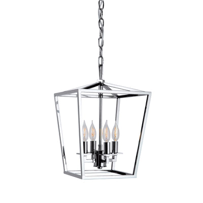 Cage 12'' Wide 4-Light Pendant - Polished Nickel