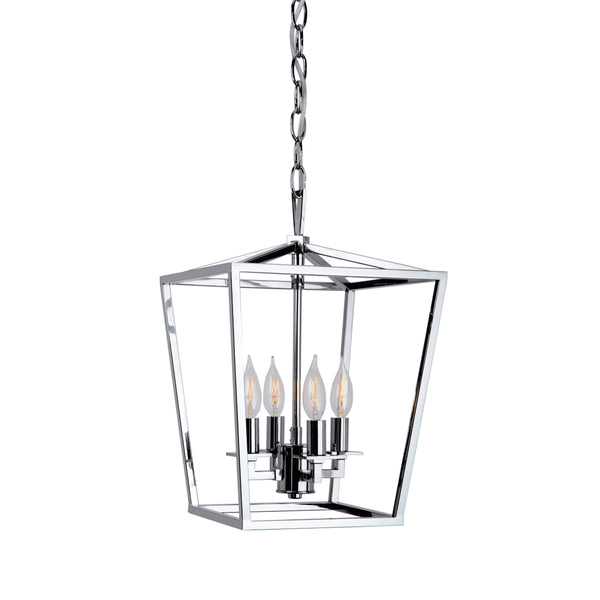 Cage 12'' Wide 4-Light Pendant - Polished Nickel