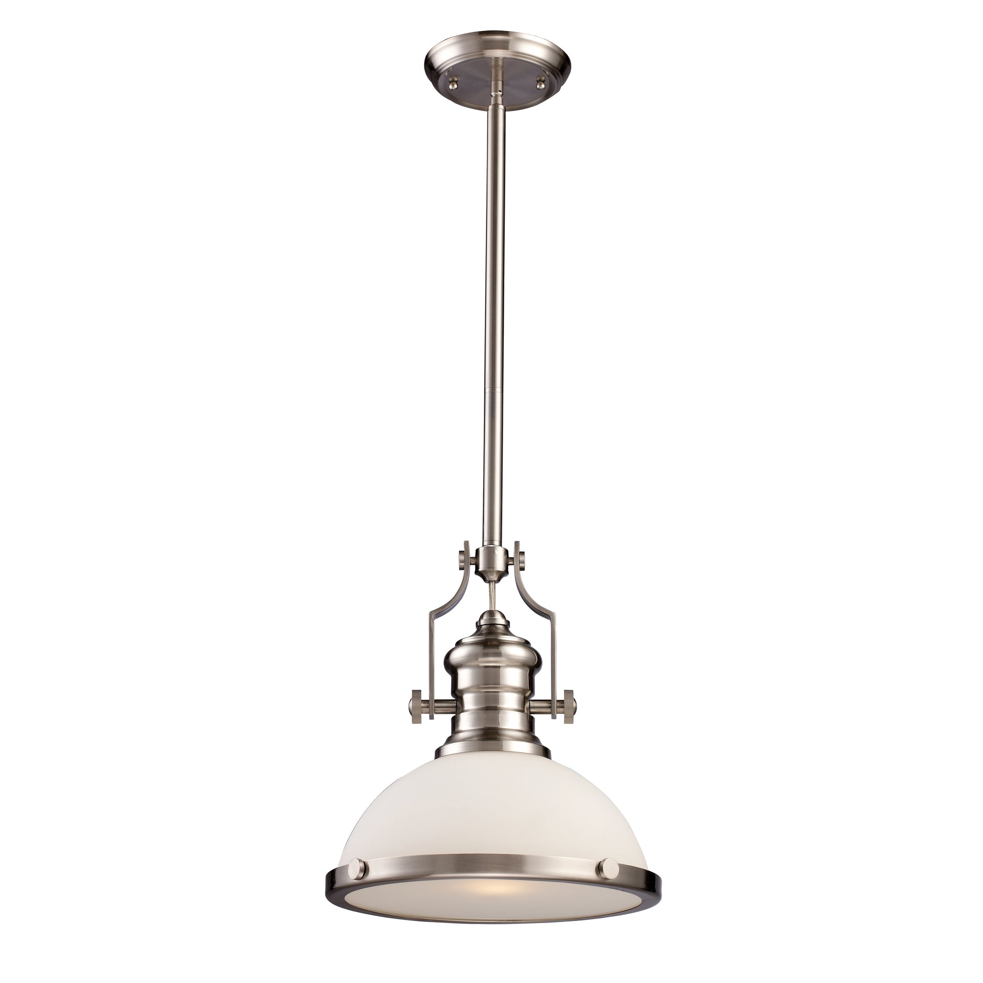 Chadwick 13'' Wide 1-Light Pendant - Satin Nickel with White Frosted