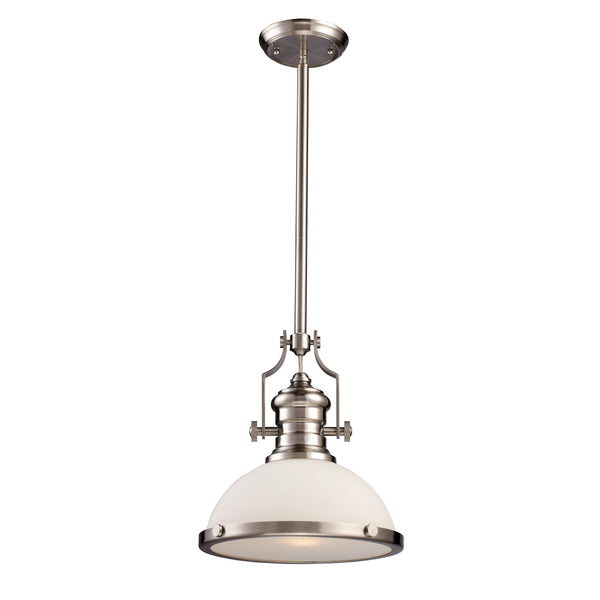 Chadwick 13'' Wide 1-Light Pendant - Satin Nickel with White Frosted