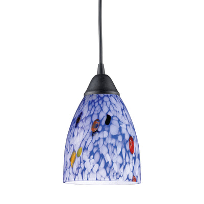 Classico 5'' Wide 1-Light Mini Pendant - Dark Rust with Starburst Blue Glass