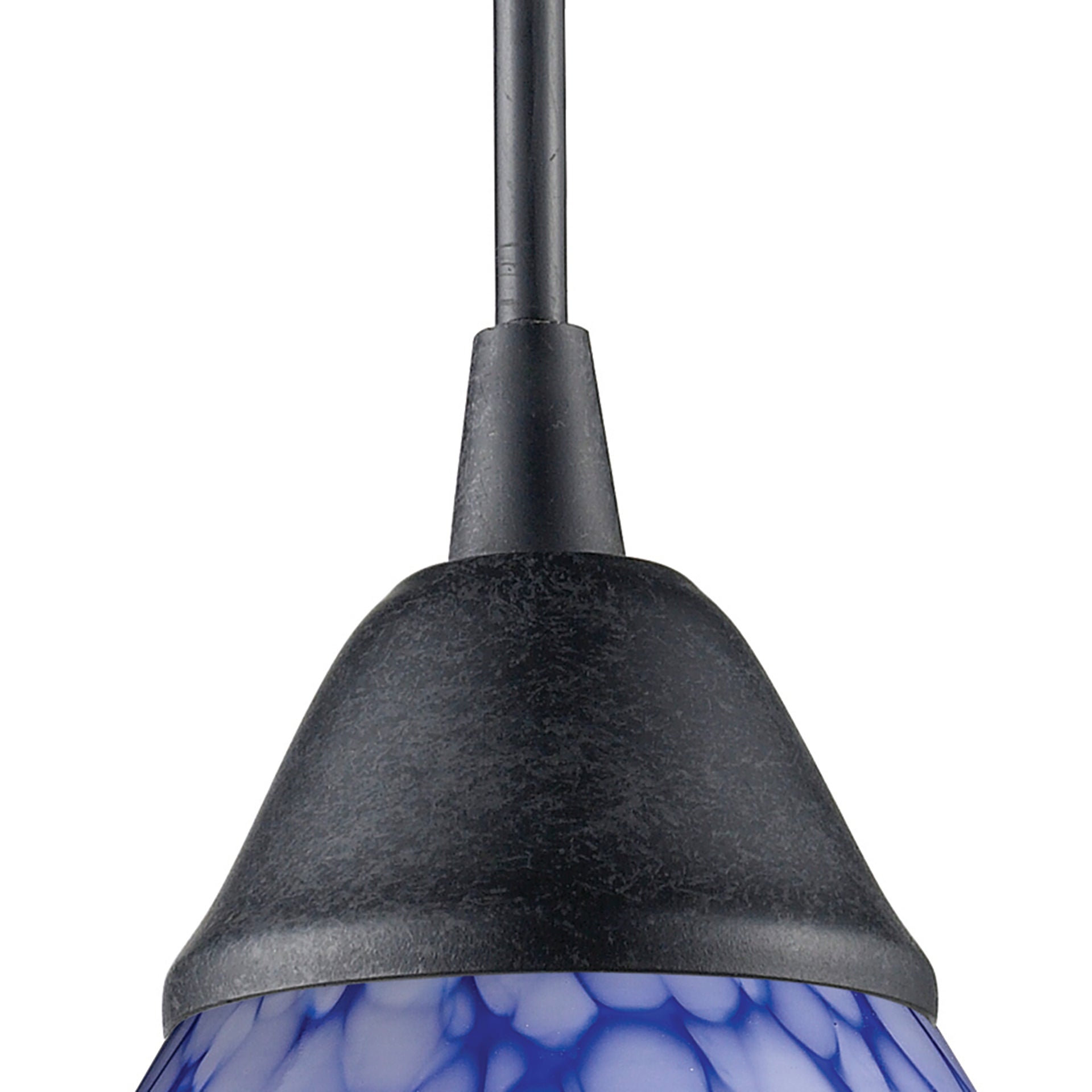 Classico 5'' Wide 1-Light Mini Pendant - Dark Rust with Starburst Blue Glass