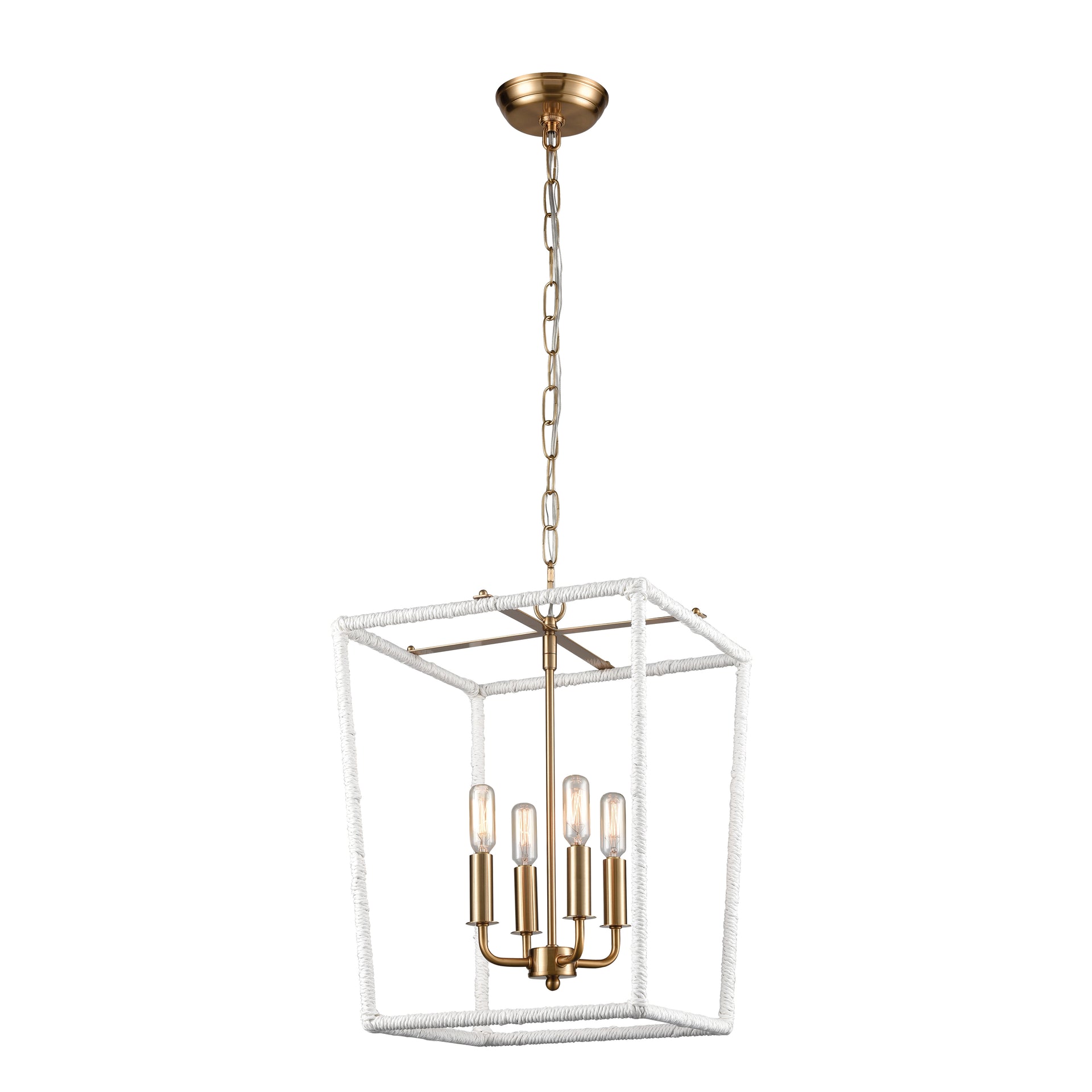 Kingdom 14'' Wide 4-Light Pendant - Aged Brass with White