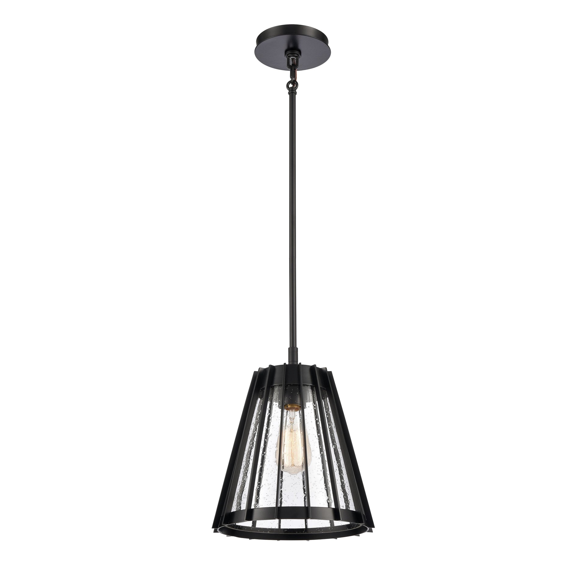 Open Louvers 10'' Wide 1-Light Mini Pendant - Matte Black