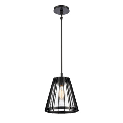 Open Louvers 10'' Wide 1-Light Mini Pendant - Matte Black