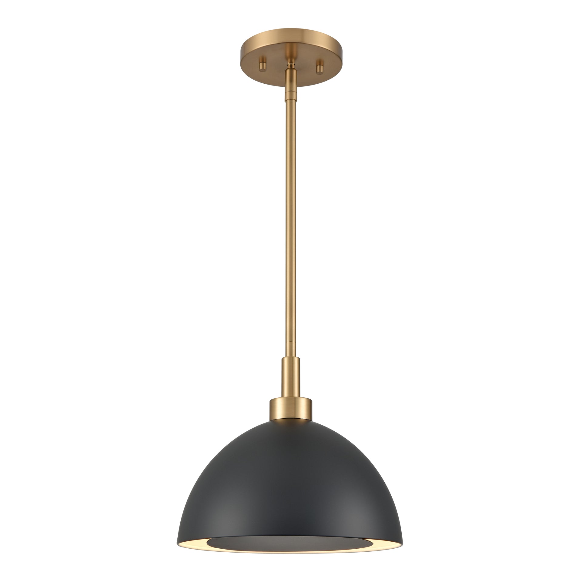 Pelham 10'' Wide 2-Light Mini Pendant - Satin Brass with Matte Black