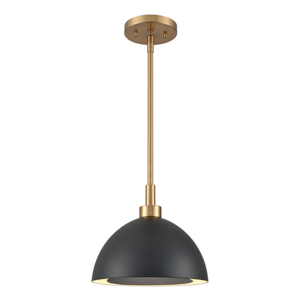 Pelham 10'' Wide 2-Light Mini Pendant - Satin Brass with Matte Black