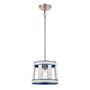 White Burlap 10'' Wide 1-Light Mini Pendant - Ocean Blue
