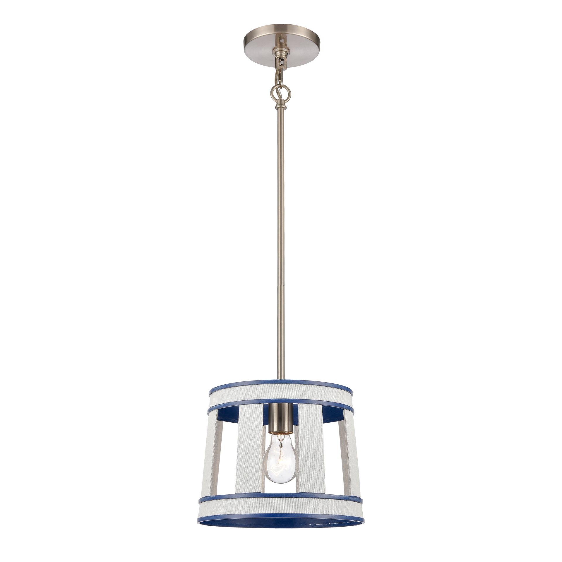 White Burlap 10'' Wide 1-Light Mini Pendant - Ocean Blue