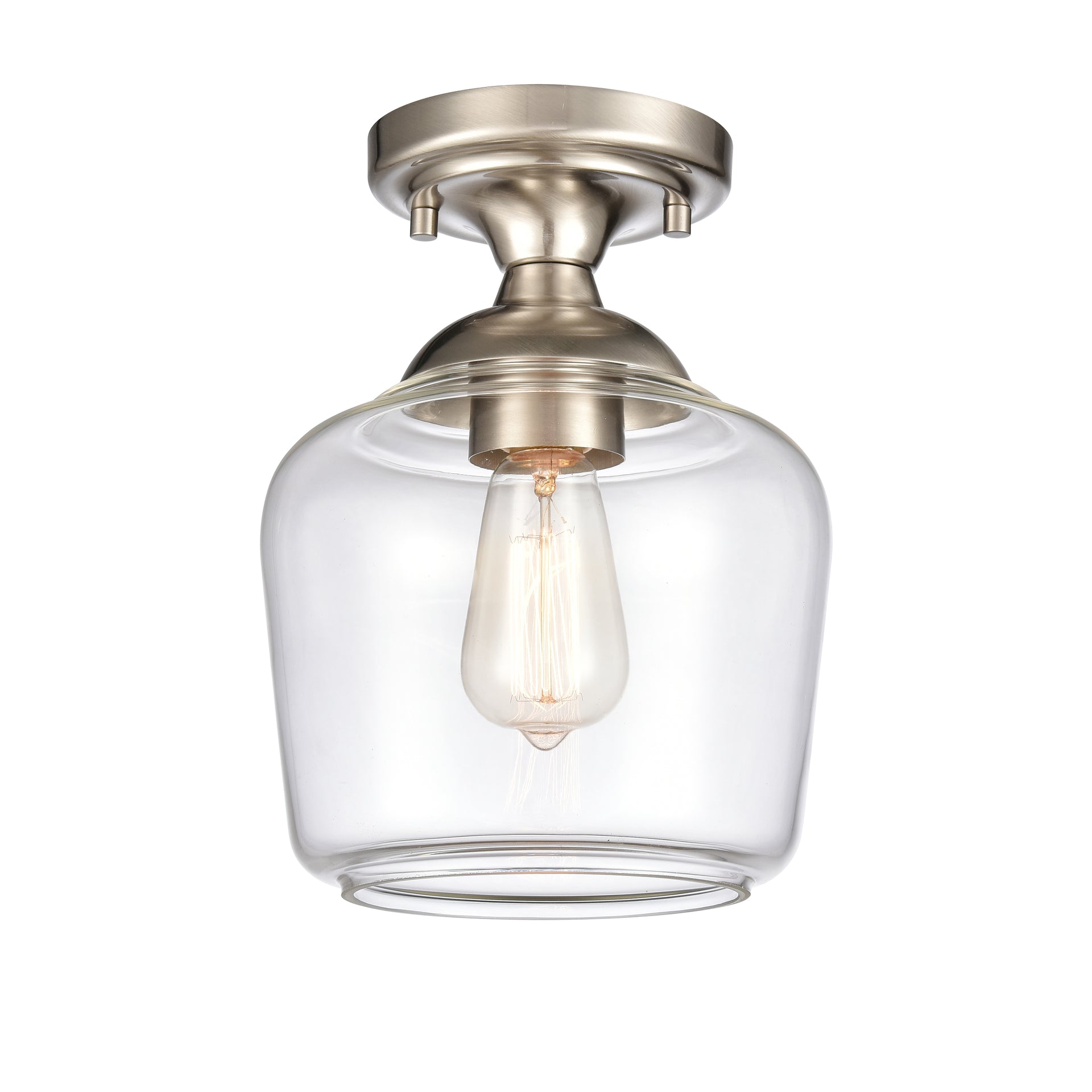 Agnes 8'' Wide 1-Light Semi Flush Mount - Satin Nickel