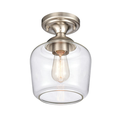Agnes 8'' Wide 1-Light Semi Flush Mount - Satin Nickel