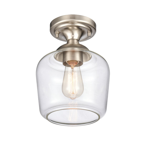 Agnes 8'' Wide 1-Light Semi Flush Mount - Satin Nickel