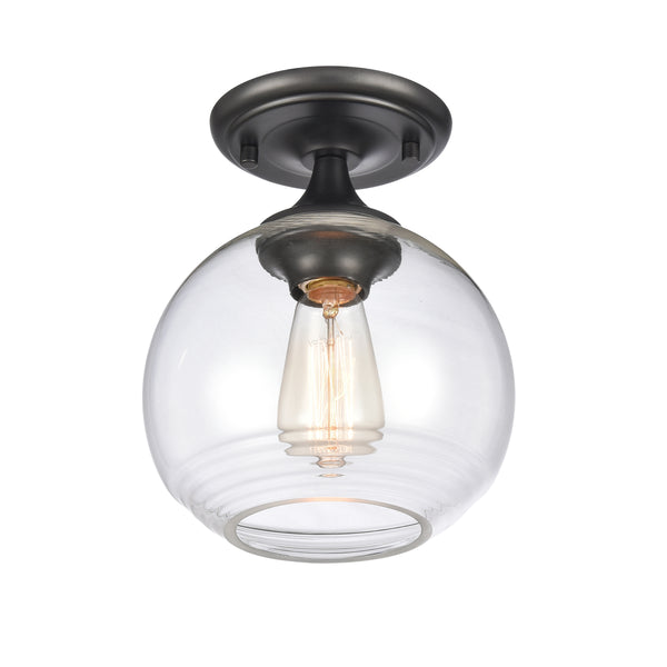 Angie 8'' Wide 1-Light Semi Flush Mount - Matte Black