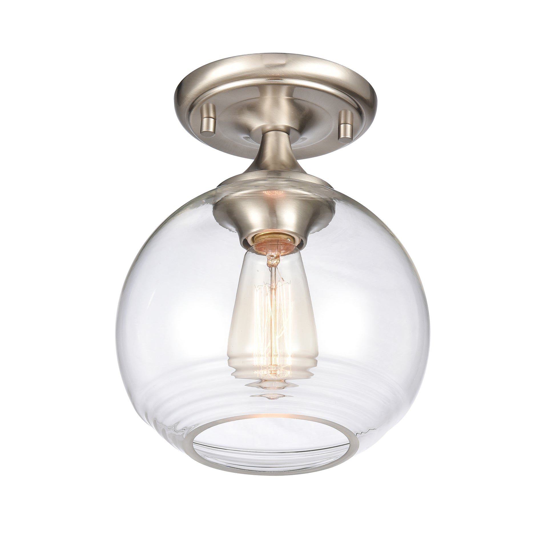 Angie 8'' Wide 1-Light Semi Flush Mount - Satin Nickel