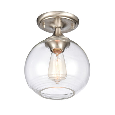 Angie 8'' Wide 1-Light Semi Flush Mount - Satin Nickel