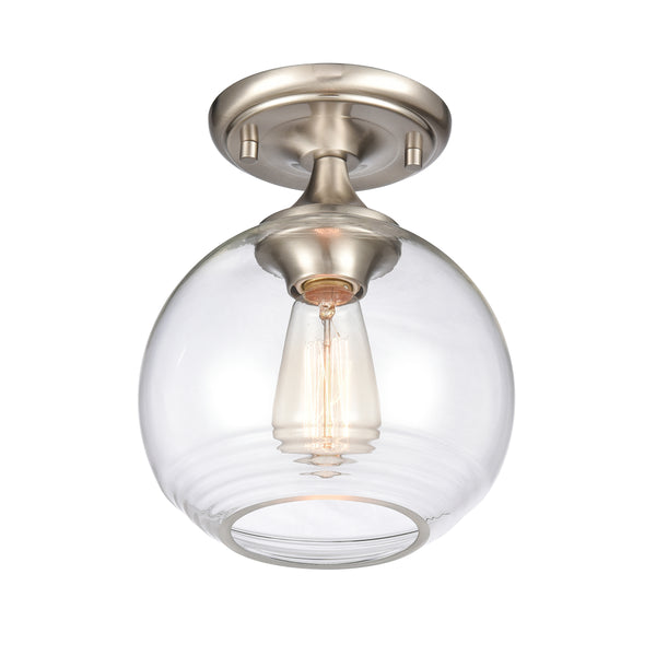 Angie 8'' Wide 1-Light Semi Flush Mount - Satin Nickel