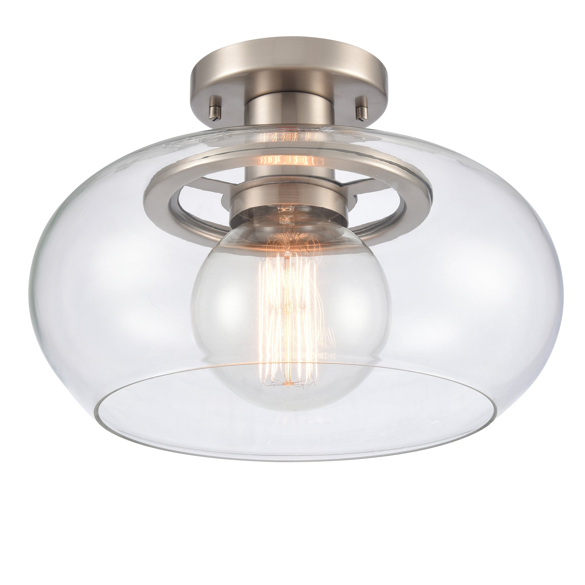 Clement 13'' Wide 1-Light Semi Flush Mount - Antique Nickel