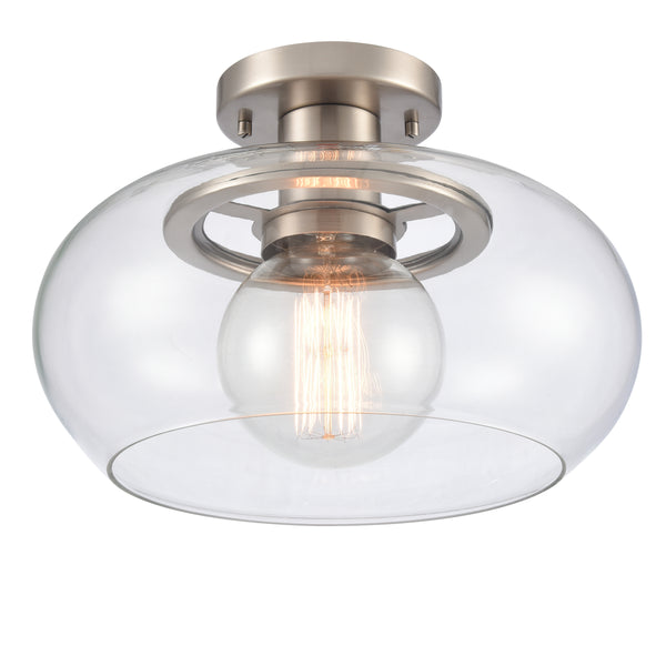Clement 13'' Wide 1-Light Semi Flush Mount - Antique Nickel