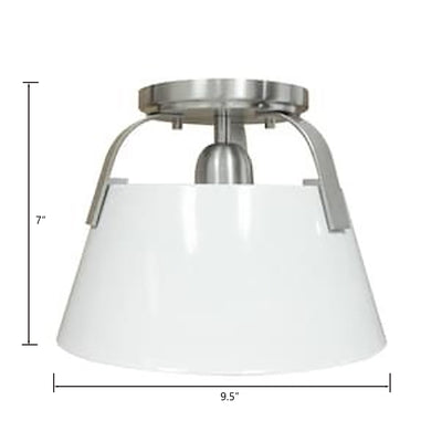 Jepson 9.5'' Wide 1-Light Semi Flush Mount - Matte White with Brushed Nickel