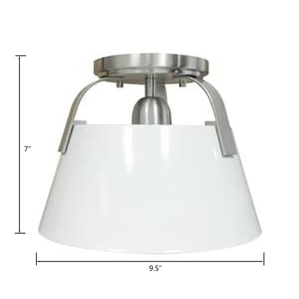Jepson 9.5'' Wide 1-Light Semi Flush Mount - Matte White with Brushed Nickel