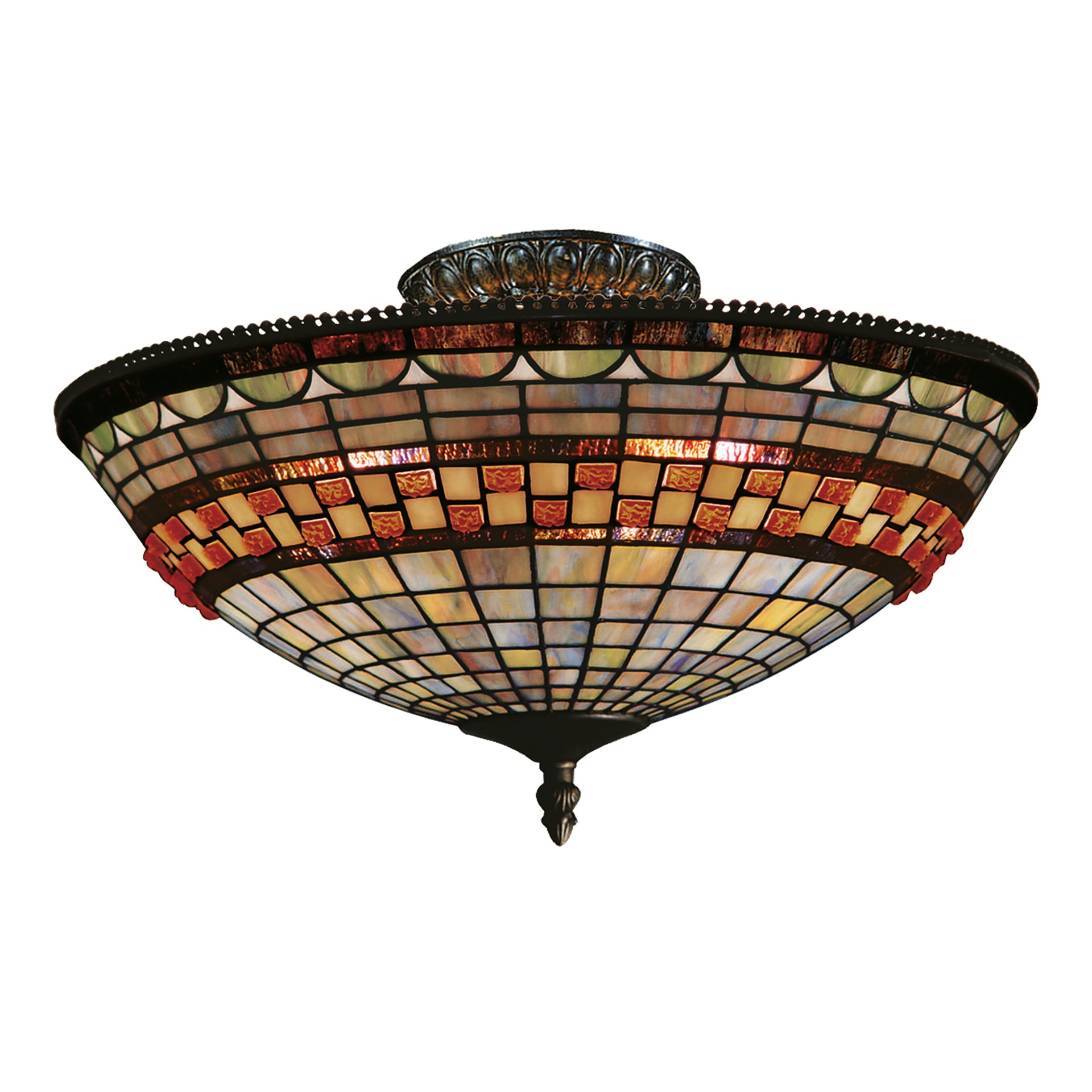 Jewelstone 16'' Wide 3-Light Semi Flush Mount - Classic Bronze