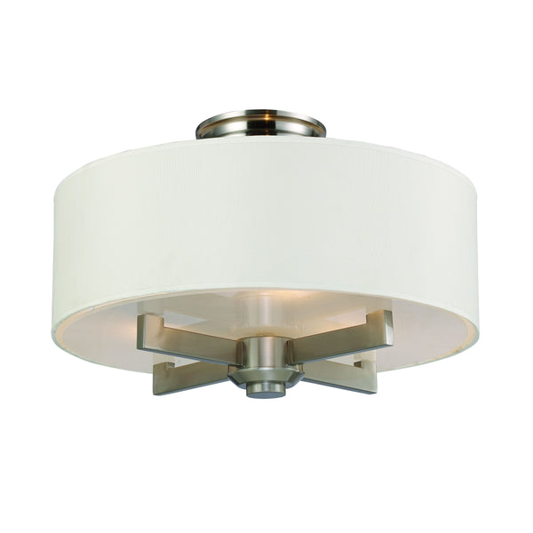 Seven Springs 18'' Wide 3-Light Semi Flush Mount - Satin Nickel