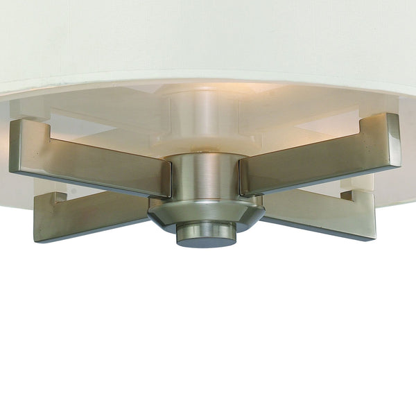 Seven Springs 18'' Wide 3-Light Semi Flush Mount - Satin Nickel