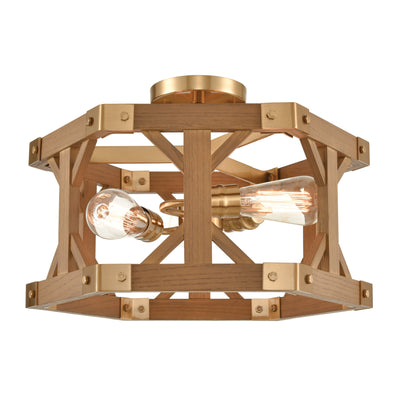Structure 18'' Wide 3-Light Semi Flush Mount - Satin Brass