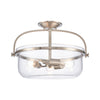 Wentworth 17'' Wide 3-Light Semi Flush Mount - Brushed Nickel