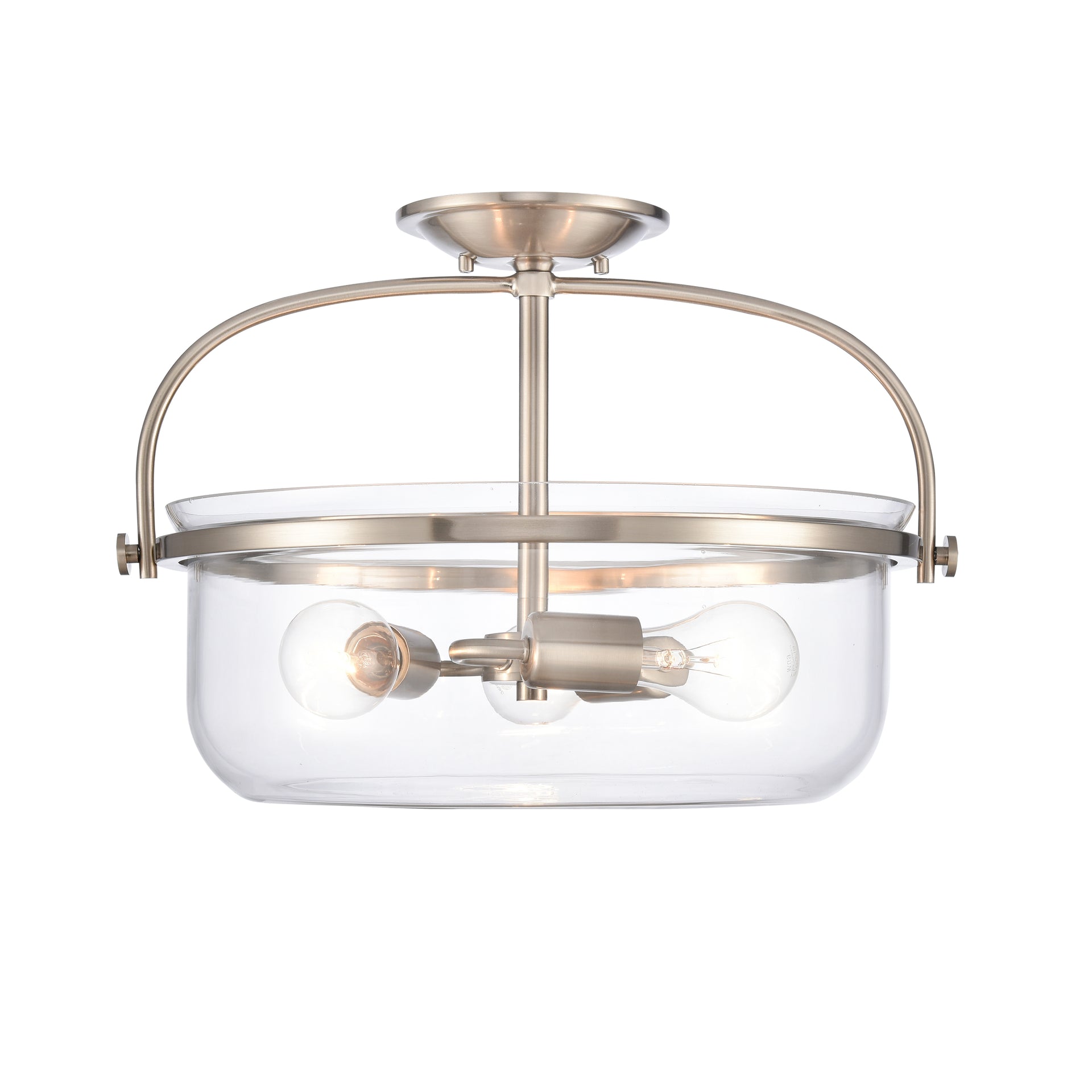 Wentworth 17'' Wide 3-Light Semi Flush Mount - Brushed Nickel