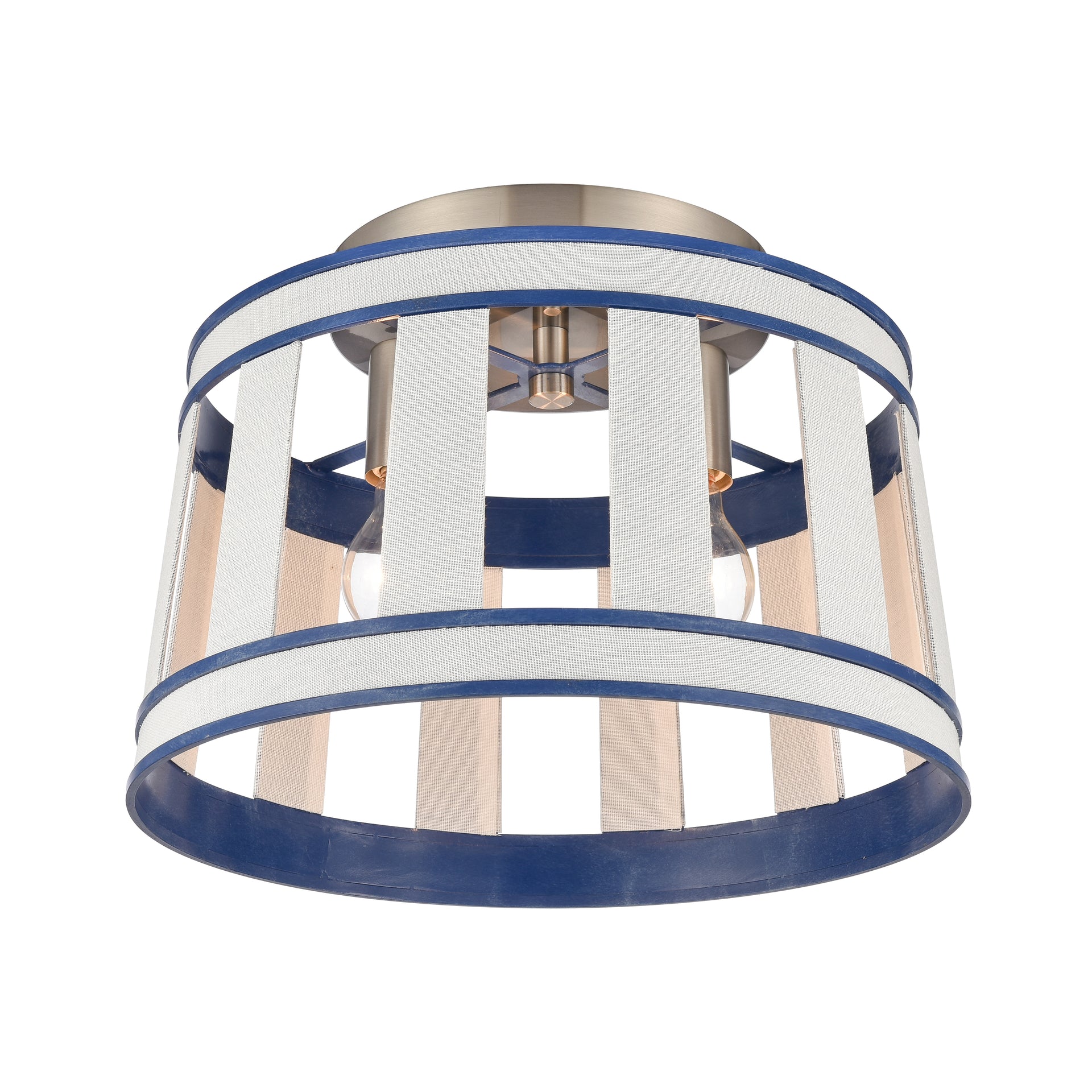 White Burlap 14'' Wide 2-Light Semi Flush Mount - Ocean Blue